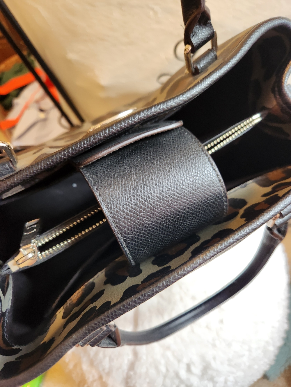 Coach Leopard Print Leather Satchel - Brown/Black - Picture 6 of 7